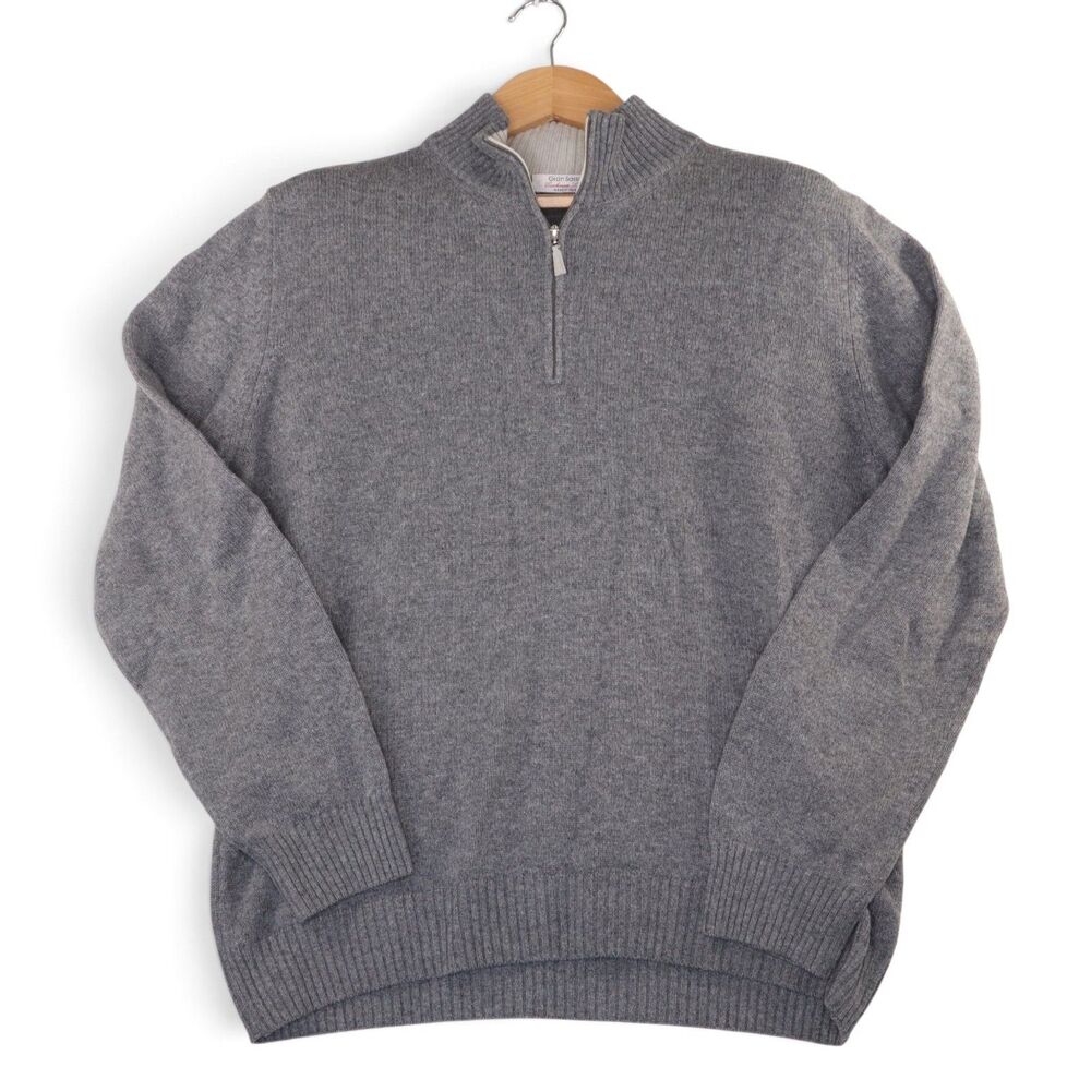 Gran Sasso Men's IT 52/US 42 Wool Cashmere 1/4 Zip Knit Sweater Pullover Italy